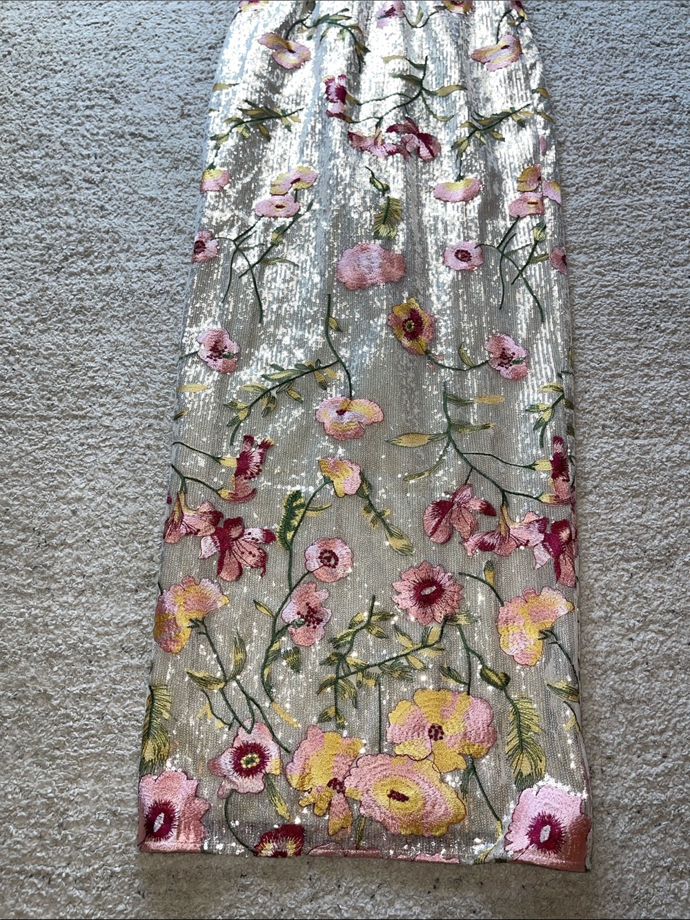 Dress the Population Champagne Sequin Floral Maxi Gown - Picture 8 of 12